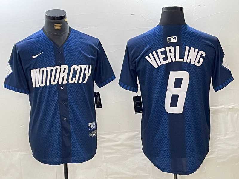 Mens Detroit Tigers #8 Matt Vierling Navy 2024 City Connect Cool Base Limited Stitched Jersey1